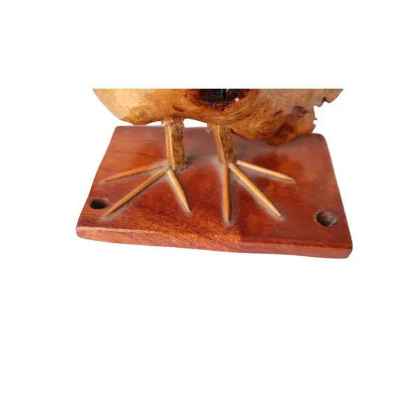 Vintage Hand-Carved Wooden Owl Bird Wood Burl Rustic Decor - Picture 3 of 6